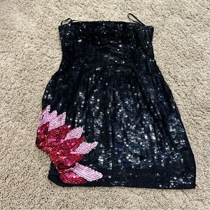 Nasty Gal cut out detail pink red black sequin dress **SMALL DAMAGE removable?